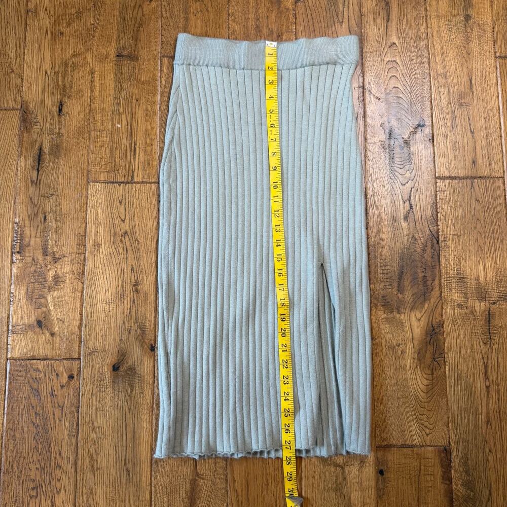 Abercrombie & Fitch Women’s Ribbed Sweater Midi Skirt Slit Sage Green S - Picture 3 of 6